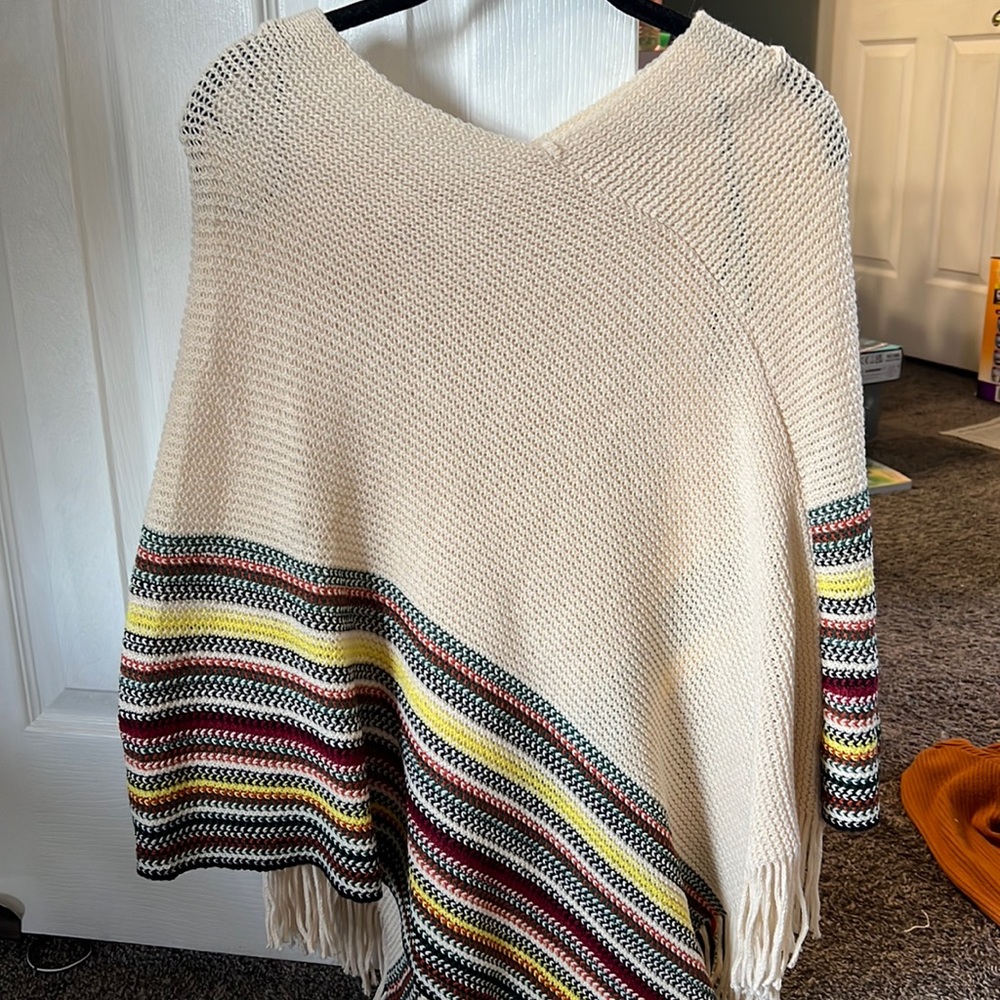 Asymmetrical colored shaw with fringe from Earth Bound